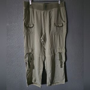 XCVI  Pull On Cargo Pants Womens Large Green Crop Pockets